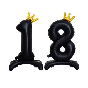 BALON FOLIOWY STOJACY 34" CYFRA 18 URODZINY CZARNO ZŁOTA