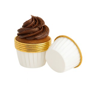 OKRĄGŁE FOREMKI DO MUFFINEK BABECZEK BIAŁO ZŁOTE 50SZT
