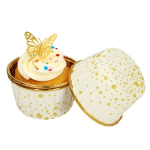  FOREMKI PAPILOTKI DO MUFFINEK BABECZEK BIAŁE W ZŁOTE KROPKI 50SZT