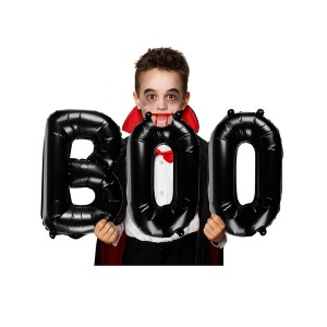 BALON FOLIOWY BOO NA HALLOWEEN CZARNY 63X33CM