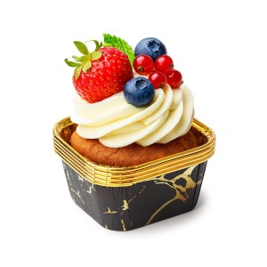 KWADRATOWE FOREMKI PAPILOTKI DO MUFFINEK BABECZEK MARMURKOWE CZARNE 50SZT