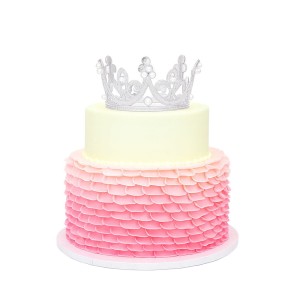 ELEGANCKI TOPPER NA TORT KORONA SREBRNA 5CM