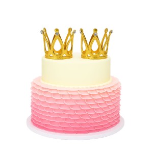 ELEGANCKI TOPPER NA TORT KORONA ZŁOTA 3CM