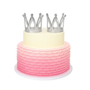 ELEGANCKI TOPPER NA TORT KORONA SREBRNA 3CM