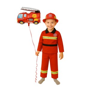 ZESTAW STRÓJ KOSTIUM STRAŻAK PRZEBRANIE STRAŻAKA 7-9 L (120-130) M   + BALON 22"