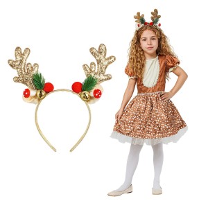 OPASKA ROGI RENIFERA NA BOŻE NARODZENIE  ZŁOTA 12SZT