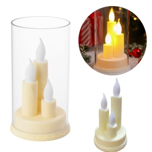 ŚWIECZKA LED Z KLOSZEM 16 CM 3 PŁOMIENIE CIEPŁE BIAŁE ŚWIATŁO NA BATERIE DEKORACJA LAMPION 1SZT