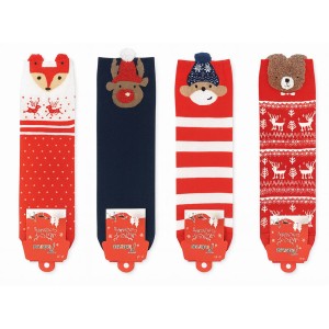DAMSKIE ŚWIĄTECZNE SKARPETY  36-41 MERRY CHRISTMAS MIKOŁAJKI  4 PARY