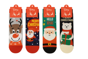 ŚWIĄTECZNE SKARPETY 36-41 MERRY CHRISTMAS MIKOŁAJKI 4 PARY