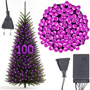 LAMPKI CHOINKOWE 100 LED MOCNE RÓŻOWE PROGRAMATOR