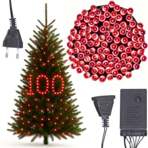 LAMPKI CHOINKOWE 100 LED MOCNE CZERWONE PROGRAMATOR