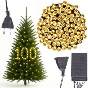 LAMPKI CHOINKOWE 100 LED MOCNE BIAŁE CIEPŁE PROGRAMATOR