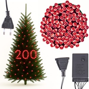 LAMPKI CHOINKOWE MOCNE 200 LED CZERWONE PROGRAMATOR ZEWNĘTRZNE