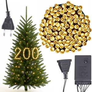LAMPKI CHOINKOWE MOCNE 200 LED BIAŁY CIEPŁY PROGRAMATOR