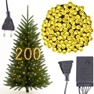 LAMPKI CHOINKOWE MOCNE 200 LED ŻÓŁTE PROGRAMATOR