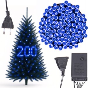 LAMPKI CHOINKOWE MOCNE 200 LED NIEBIESKIE PROGRAMATOR