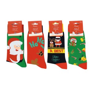 UNISEX ŚWIĄTECZNE SKARPETY  38-45 MERRY CHRISTMAS MIKOŁAJKI  4 PARY  