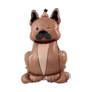 BALON FOLIOWY STOJĄCY PIES BULDOG Z CZAPECZKĄ 60 X 98 CM