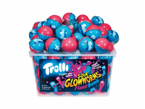ŻELKI Z NADZIENIEM TROLLI SOUR GLOWWORMS FLAVOR BOMB
