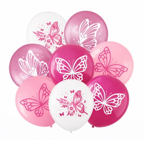balony lateksowe motyle 8 szt