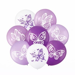 BALONY LATEKSOWE 12" MOTYLE FIOLETOWE 8 SZT 