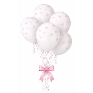 BALONY LATEKSOWE 12" BIAŁE W KOKARDKI 100 SZT