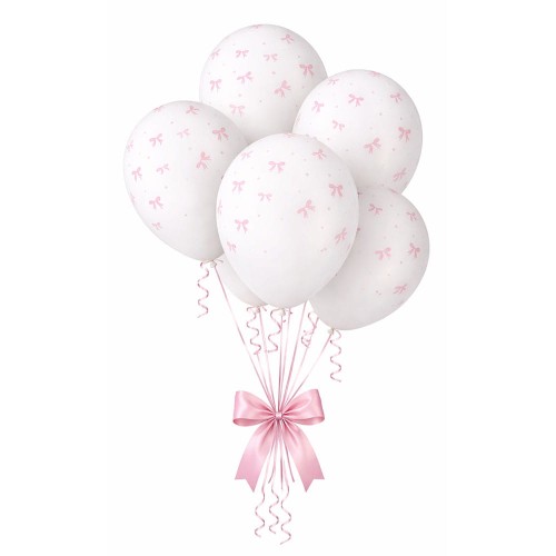 BALONY LATEKSOWE BIAŁE W KOKARDKI