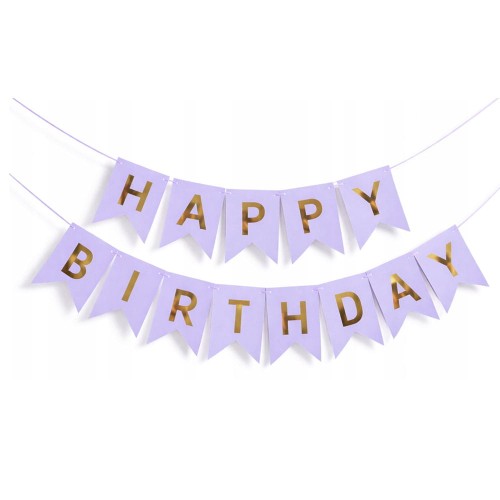 BANER GIRLANDA HAPPY BIRTHDAY FIOLETOWA