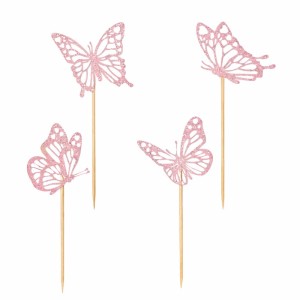 TOPPER NA TORT BROKATOWY MOTYL MOTYLE GOLD ROSE 4 SZT