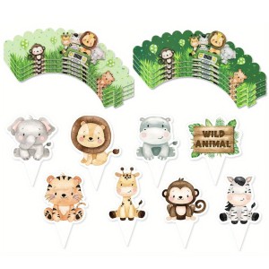 OWIJKI DO BABECZEK MUFFINEK  PIKERY ZWIERZĄTKA SAFARI 16 SZT
