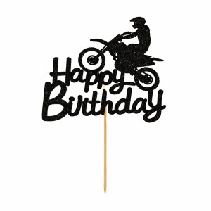 BROKATOWY TOPPER NA TORT HAPPY BIRTHDAY MOTOCROSS