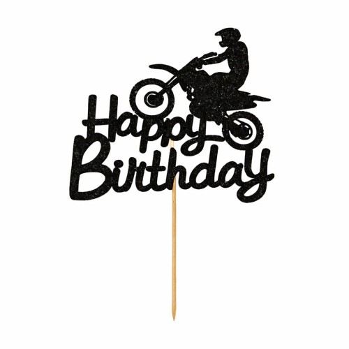 BROKATOWY TOPPER NA TORT HAPPY BIRTHDAY MOTOCROSS