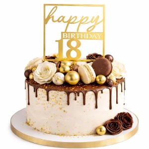 TOPPER NA TORT HAPPY BIRTHDAY 18 URODZINY ZŁOTY
