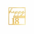 TOPPER NA TORT HAPPY BIRTHDAY 18 URODZINY ZŁOTY