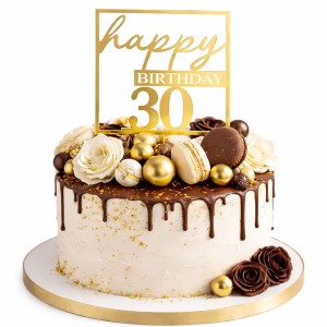 TOPPER NA TORT HAPPY BIRTHDAY 30 URODZINY ZŁOTY 