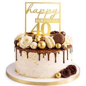 TOPPER NA TORT HAPPY BIRTHDAY 40 URODZINY ZŁOTY  