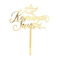 TOPPER NA TORT Z NAPISEM KOMUNIA ŚWIĘTA GOŁĄBEK
