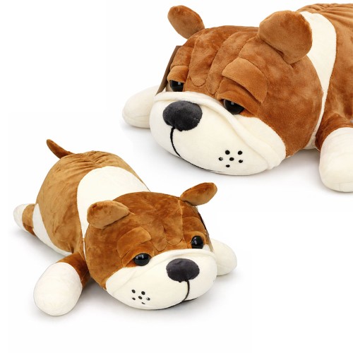 MASKOTKA PODUSZKA PRZYUTULANKA PIES MOPS BULDOG 40 CM BEŻOWY