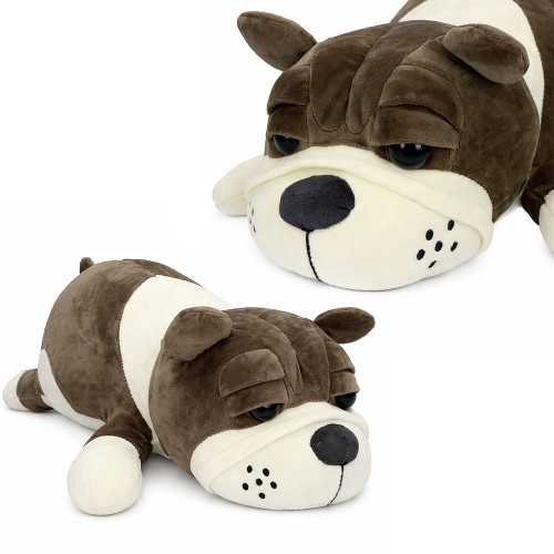 MASKOTKA PODUSZKA PRZYUTULANKA PIES BULDOG 40 CM BRĄZOWY