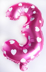 BALON 40CM CYFRA RÓŻ 3