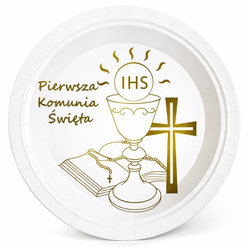 TALERZYKI KOMUNIJNE PIERWSZA KOMUNIA ŚWIĘTA 18CM 6 SZT