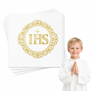 SERWETKI KOMUNIA ŚWIĘTA IHS 33X33CM 10SZT