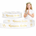 WSTĄŻKA BIAŁA KOMUNIA ŚWIĘTA 20M