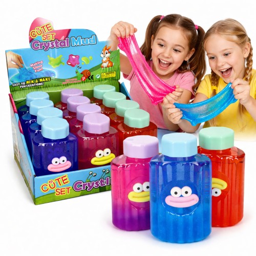 GLUTEK SLIME Z BROKATEM KOLOROWE GLUTKI OCZY MIX 12 SZT