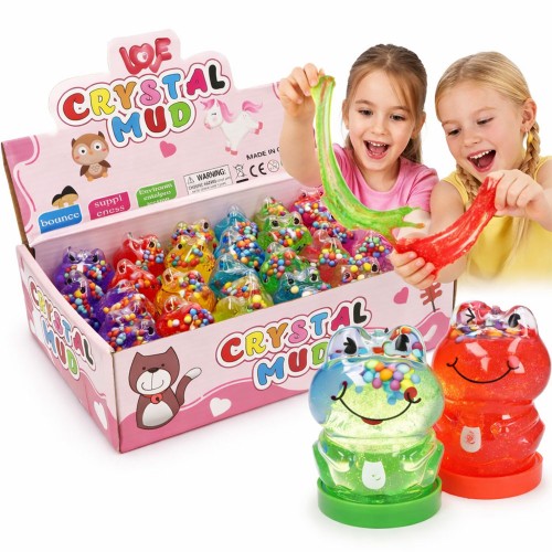 MINI GLUTEK SLIME Z BROKATEM I KULECZKAMI ŻABA 24 SZT