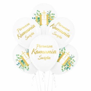 BALONY KOMUNIA ŚWIĘTA EUKALIPTUS 12" 6SZT