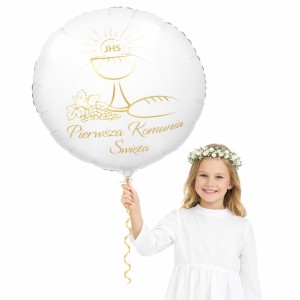 BALON 18" PIERWSZA KOMUNIA ŚWIĘTA KIELICH