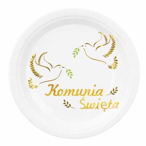 TALERZYKI PAPIEROWE KOMUNIJNE KOMUNIA ŚWIĘTA (22CM) 6SZT