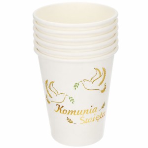KUBECZKI PAPIEROWE KOMUNIJNE KOMUNIA ŚWIĘTA 220ML 6SZT