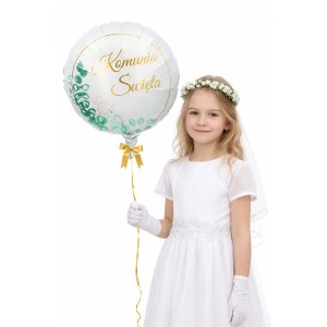 BALON 18" PIERWSZA KOMUNIA ŚWIĘTA GAŁĄZKA LUZ